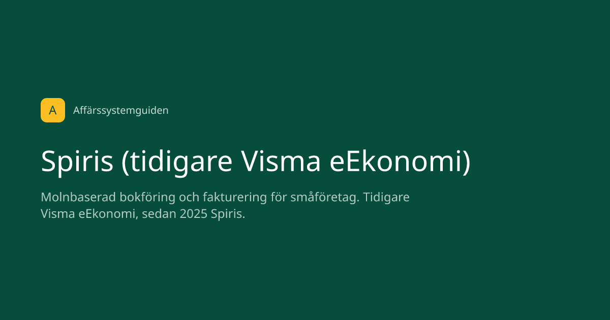Visma eEkonomi (Spiris) — Affärssystem | Affärssystemguiden
